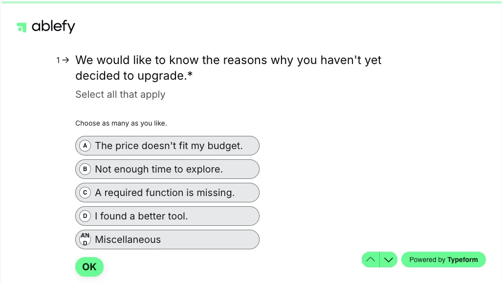 Typeform Feedback Survey